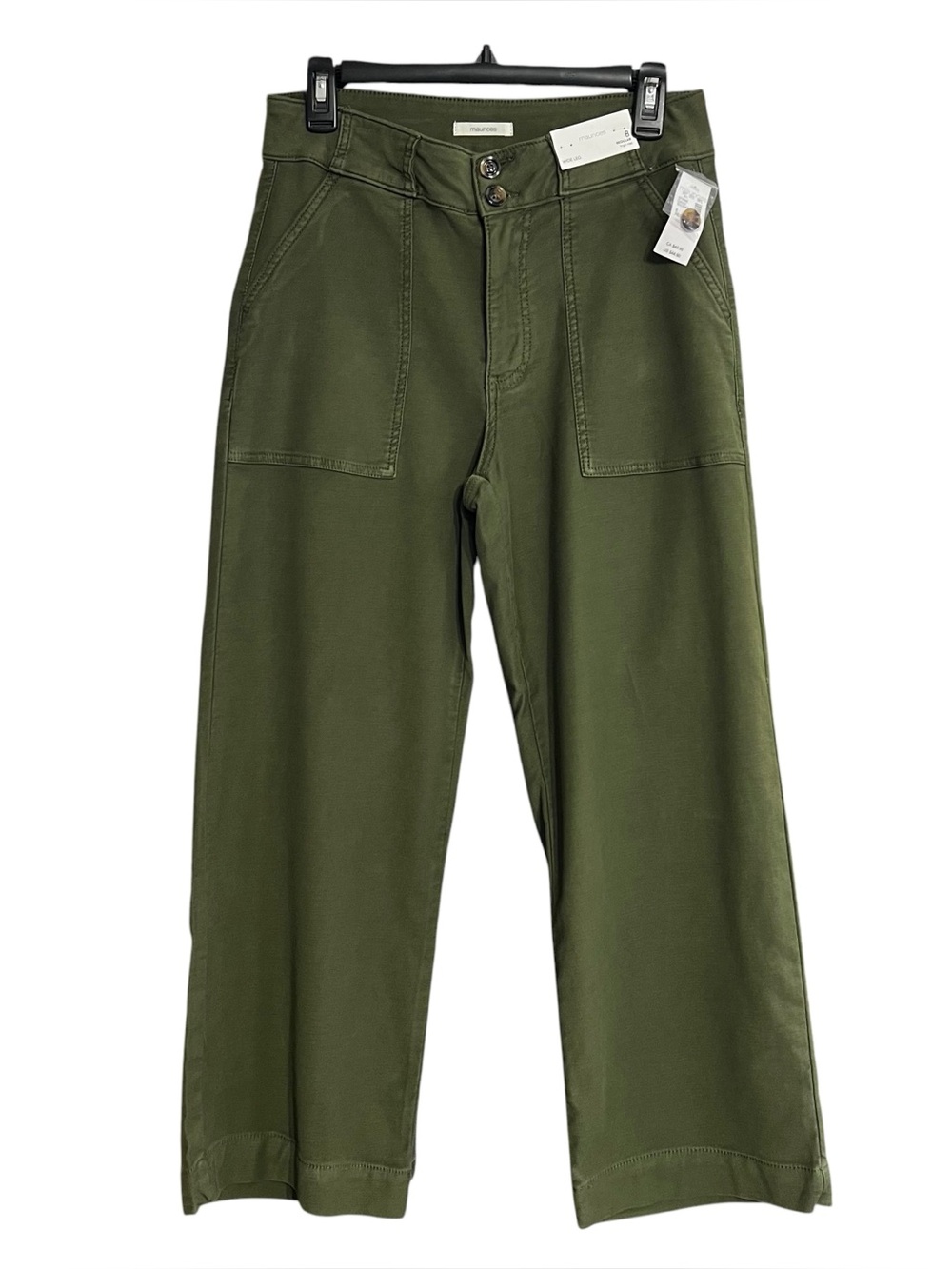 MAURICES Women’s Wide-Leg Pants Sz 8R Color Green High Rise Pockets NWT